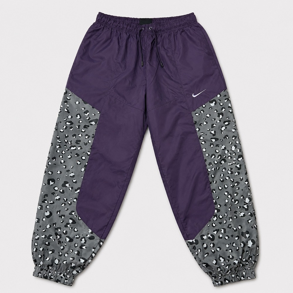 Nike Mens Small Purple Gray Leopard Print Windbreaker Track Pants Joggers